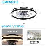Liron 20-Inch Black Enclosed Ceiling Fan With LED Light
