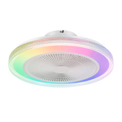 20" Bladeless Ceiling Fans with Lights, Enclosed Smart RGB Ceiling Fan with APP Remote Control, Low Profile Fandelier Flush Mount Ceiling Fan