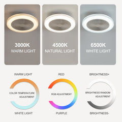 20" Bladeless Ceiling Fans with Lights, Enclosed Smart RGB Ceiling Fan with APP Remote Control, Low Profile Fandelier Flush Mount Ceiling Fan