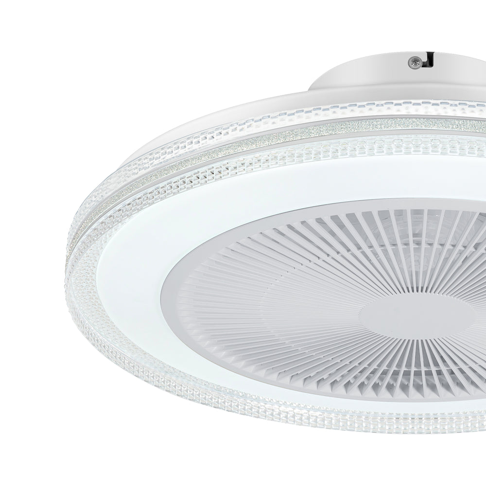 20" Bladeless Ceiling Fans with Lights, Enclosed Smart RGB Ceiling Fan with APP Remote Control, Low Profile Fandelier Flush Mount Ceiling Fan