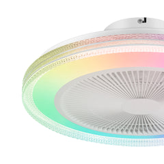 20" Bladeless Ceiling Fans with Lights, Enclosed Smart RGB Ceiling Fan with APP Remote Control, Low Profile Fandelier Flush Mount Ceiling Fan
