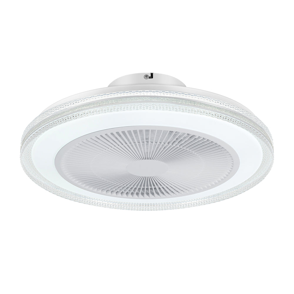 20" Bladeless Ceiling Fans with Lights, Enclosed Smart RGB Ceiling Fan with APP Remote Control, Low Profile Fandelier Flush Mount Ceiling Fan