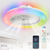 18" Smart RGB Dimmable LED Enclosed Ceiling Fan with Light Remote (5-Blade)