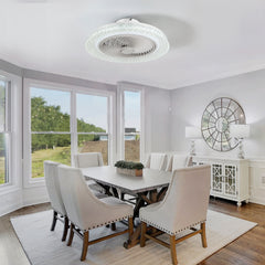 18" Smart RGB Dimmable LED Enclosed Ceiling Fan with Light Remote (5-Blade)