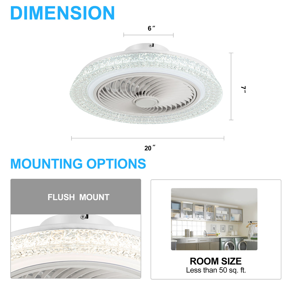 Lunora 18-Inch Smart Low Profile Enclosed Ceiling Fan With Light