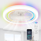 19-in Modern Smart RGB Flush Mount Ceiling Fan with Dimmable Light(5-Blade)