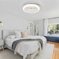 19-in Modern Smart RGB Flush Mount Ceiling Fan with Dimmable Light(5-Blade)