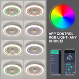 Marelle 19" Smart RGB Flush Mount Ceiling Fan With Dimmable Light