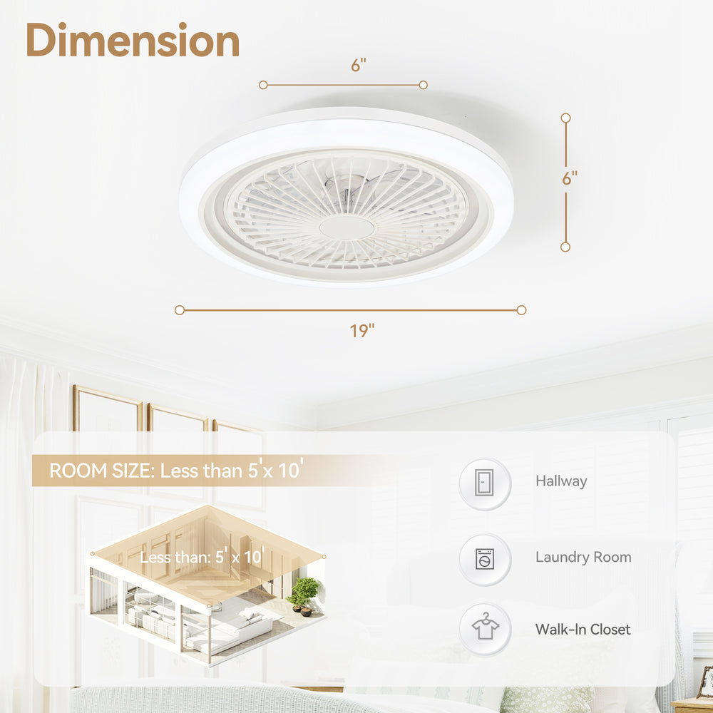 Marelle 19" Smart RGB Flush Mount Ceiling Fan With Dimmable Light