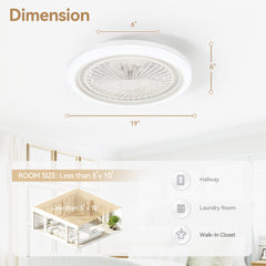 19-in Modern Smart RGB Flush Mount Ceiling Fan with Dimmable Light(5-Blade)