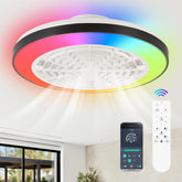 19-in Modern Smart RGB Flush Mount Ceiling Fan with Dimmable Light(5-Blade)