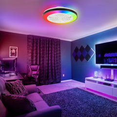 19-in Modern Smart RGB Flush Mount Ceiling Fan with Dimmable Light(5-Blade)