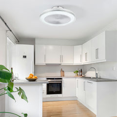 20-in Modern Smart RGB Flush Mount Ceiling Fan with Dimmable Light(5-Blade)