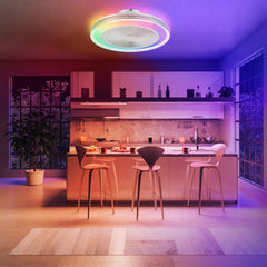 20-in Modern Smart RGB Flush Mount Ceiling Fan with Dimmable Light(5-Blade)