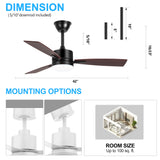 Quenora 42-Inch 3-Blade Ceiling Fan With Light & Remote