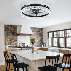 20-inch 7-Blade Enclosed Flush Mount  LED Ceiling Fan with Light and Remote