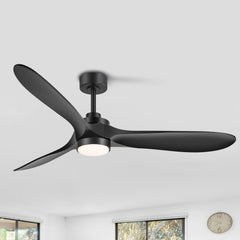 60-in Black 3-Blade Ceiling Fan with Remote, 6in and 12in Downrods Included