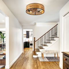 19-in Boho Flush Mount Ceiling Fans with Light Remote Flush Mount(7-Blade)