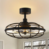 21 Inch 7-Blade Dimmable LED Ceiling Fan with Light and Remote,5in and 10in Downrod Included