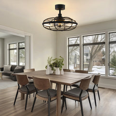 21 Inch 7-Blade Dimmable LED Ceiling Fan with Light and Remote,5in and 10in Downrod Included