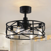 20 Inch 3-Blade Dimmable Ceiling Fan with Light Bulbs and Remote,5'' and 10'' Downrod Included