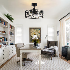 20 Inch 3-Blade Dimmable Ceiling Fan with Light Bulbs and Remote,5'' and 10'' Downrod Included