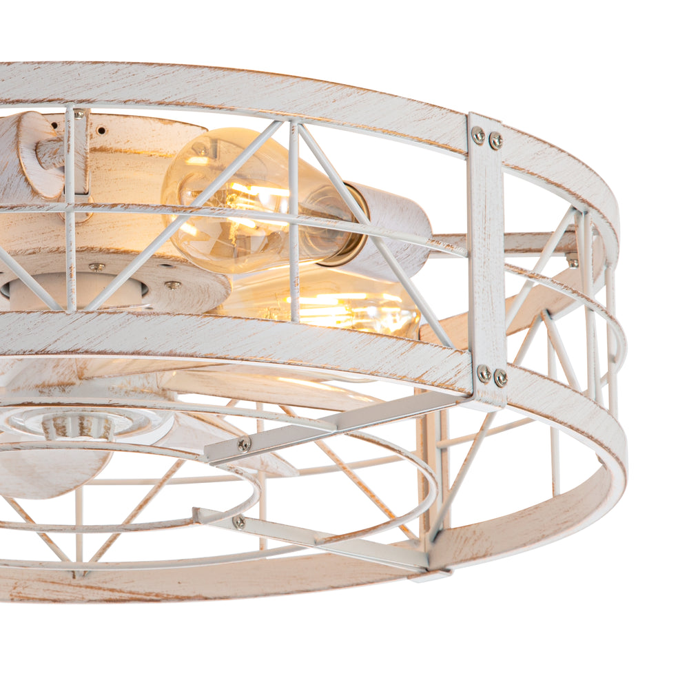 Brielle 20" Flush Mount Caged Ceiling Fan With Light & Remote
