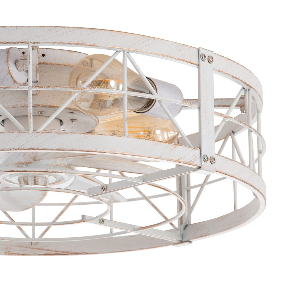 Brielle 20" Flush Mount Caged Ceiling Fan With Light & Remote