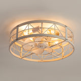 Brielle 20" Flush Mount Caged Ceiling Fan With Light & Remote