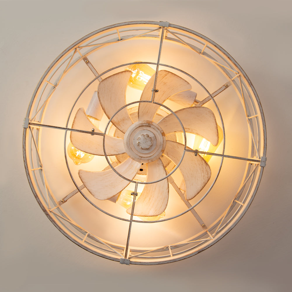 Brielle 20" Flush Mount Caged Ceiling Fan With Light & Remote