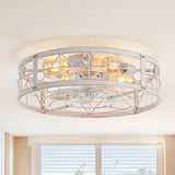 Brielle 20" Flush Mount Caged Ceiling Fan With Light & Remote