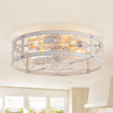 Brielle 20" Flush Mount Caged Ceiling Fan With Light & Remote