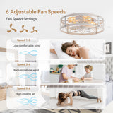 Brielle 20" Flush Mount Caged Ceiling Fan With Light & Remote