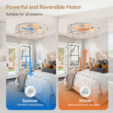 Brielle 20" Flush Mount Caged Ceiling Fan With Light & Remote