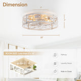 Brielle 20" Flush Mount Caged Ceiling Fan With Light & Remote