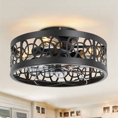 16.5-inch Caged Ceiling Fan with Light and Remote(7-Blade)