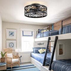 16.5-inch Caged Ceiling Fan with Light and Remote(7-Blade)