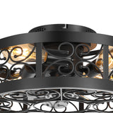 Caged Ceiling Fan 16.5 Inch Farmhouse Ceiling Fan With Remote Retro Small Ceiling Fan With Light Flush-Mount, Low-Profile Ceiling Fan With Light Black