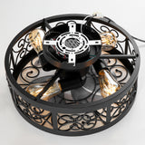 Caged Ceiling Fan 16.5 Inch Farmhouse Ceiling Fan With Remote Retro Small Ceiling Fan With Light Flush-Mount, Low-Profile Ceiling Fan With Light Black