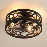 16.5-Inch Small Caged Ceiling Fans with Lights and Remote Control, Flush Mount Low Profile Ceiling Fan with DC Motor, Modern Ceiling Fan Light Chandelier, Bulbs Not Included