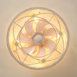 16.5-Inch Small Caged Ceiling Fans with Lights and Remote Control, Flush Mount Low Profile Ceiling Fan with DC Motor, Modern Ceiling Fan Light Chandelier, Bulbs Not Included