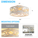 16.5-Inch Small Caged Ceiling Fans with Lights and Remote Control, Flush Mount Low Profile Ceiling Fan with DC Motor, Modern Ceiling Fan Light Chandelier, Bulbs Not Included