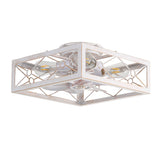 15.7 inch Caged Flush Mount Ceiling Fans with Lights and Remote, Modern Square Low Profile Ceiling Fan, Small Farmhouse Bladeless Ceiling Fan for Bedroom, Kitchen, Indoor