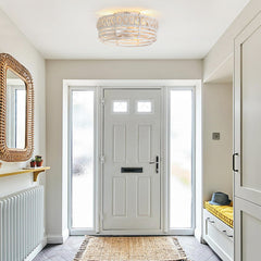 12.5-inch Vintage Distressed White Caged Ceiling Fan with Remote and Light(7-Blade)