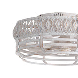 12.5-inch Vintage Distressed White Caged Ceiling Fan with Remote and Light(7-Blade)
