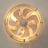 12.5-inch Vintage Distressed White Caged Ceiling Fan with Remote and Light(7-Blade)