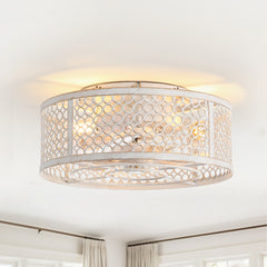 12.5-inch Flush Mount Enclosed Caged Small Ceiling Fan with Remote Light