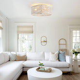 12.5-inch Flush Mount Enclosed Caged Small Ceiling Fan with Remote Light