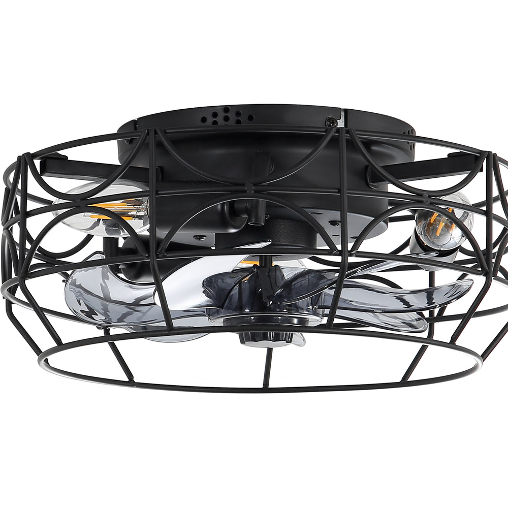 Torora 12.5-Inch Small Caged Flush Mount Ceiling Fan With Light