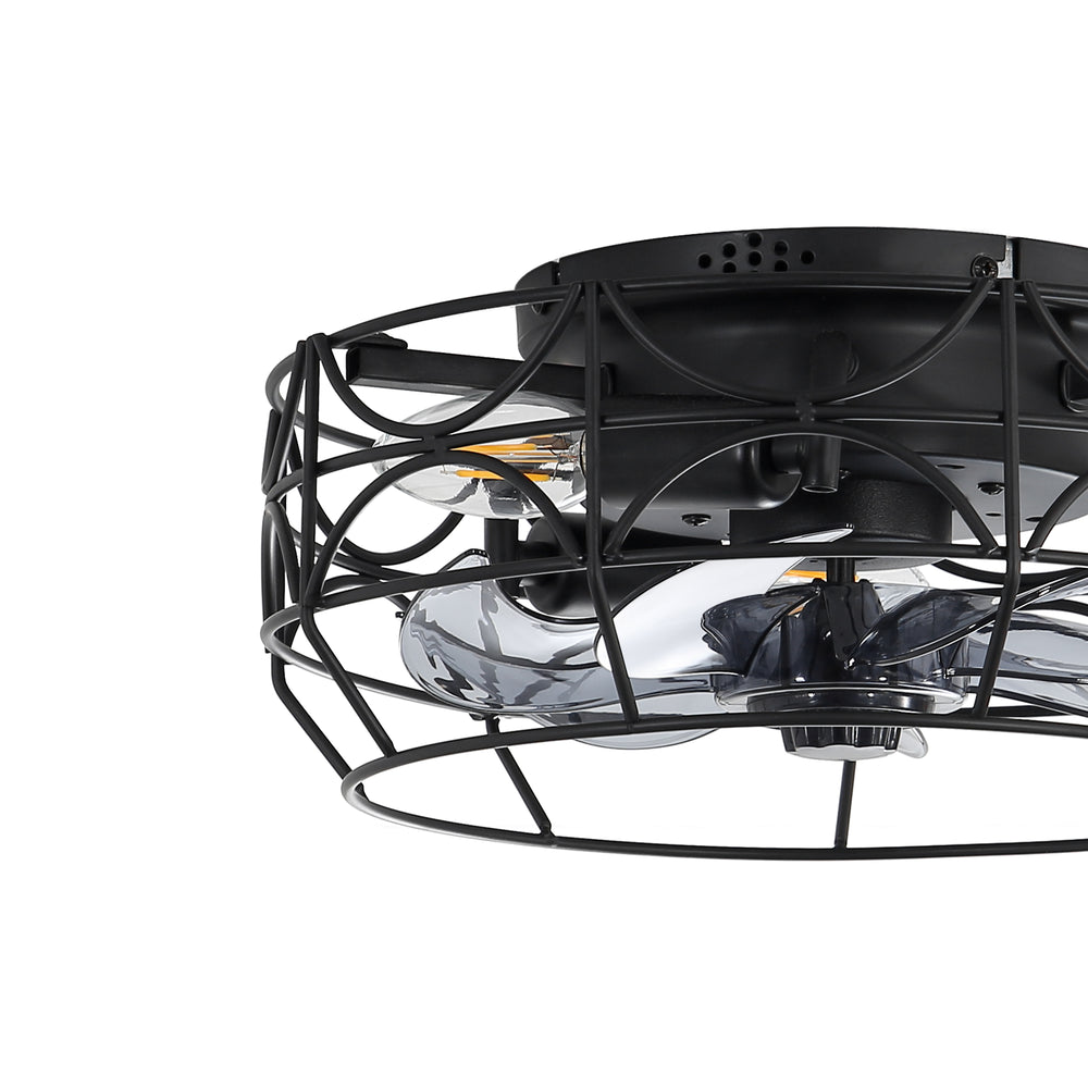Torora 12.5-Inch Small Caged Flush Mount Ceiling Fan With Light
